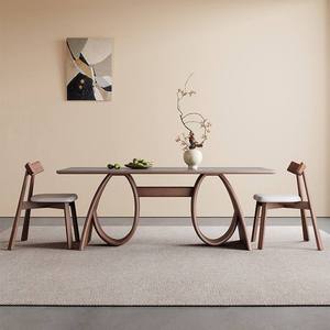 Table à manger rectangulaire contemporaine Daystar Trade en bois massif avec base en piédestal incurvé, plateau en marbre, 4 places, pour la maison ou le restaurant - Product Image 3