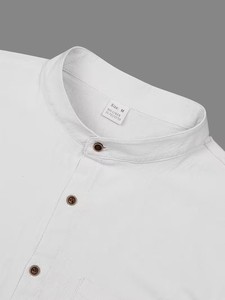 Stand-<b>up</b> Collar Casual Shirt-Sophisticated Mature Look with Breathable Linen/Cotton Fabric Anti-Wrinkle & Eco-Friendly - Product Image 3