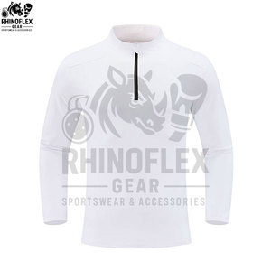 Wholesale Windproof Breathable Half <b>ZIP</b> Stand Collar Long Sleeve High Fitness T-<b>shirts</b> For Men - Product Image 2