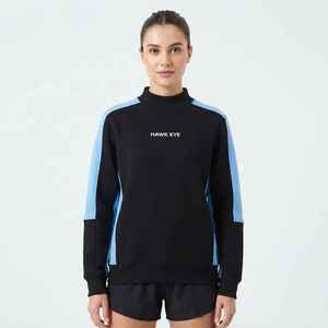 เสื้อสเวตเชิ้ตคอเต่าสีบล็อกสำหรับผู้หญิง สีดำ สีน้ำเงิน แขนยาว ทรงปกติ เสื้อสวมหัวลำลอง - Product Image 3