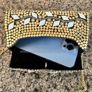 ARTESANÍA DE LUJO Bolso de mano de mosaico de metal elegante clásico Bolso de fiesta brillante de noche con decoración de perlas Precio al por mayor - Product Image 2