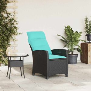 Poly Rattan nero reclinabile sedia da giardino con tavolino da giardino - Product Image 3