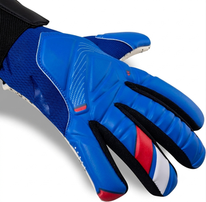 Professional Football Goalkeeper Gloves Blue White Speckled PU Silicone Full Finger Non-Slip Adjustable <b>Wrist</b> <b>Strap</b> Unisex - Product Image 2
