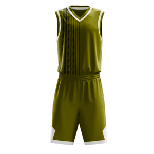 Conjunto de Camiseta de Baloncesto sin Mangas con Cuello en V para Hombre, Diseño a Rayas de Poliéster que Absorbe la Humedad, Pantalones Cortos con Cintura Elástica - Product Image 1