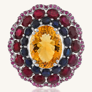 Colgante de Piedras Multicolores y Citrino en Plata de Ley 92.5 KLSP-50164 - Product Image 1