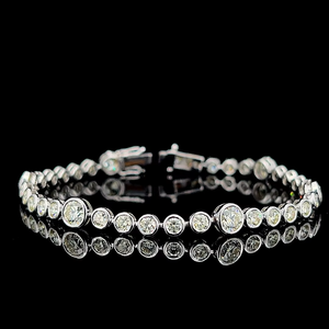 Joyería Fina, Pulsera de Plata 925 con Diamantes, con 6 Diamantes Centrales Redondos Cultivados en Laboratorio CVD y Diamantes Laterales, Piedras con Certificación HRD - Product Image 1