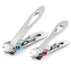 Lot de 2 coupe-ongles extra larges argentés 87 mm et 70 mm en acier inoxydable robuste pour ongles épais et durs – Outil de pédicure - Product Image 2