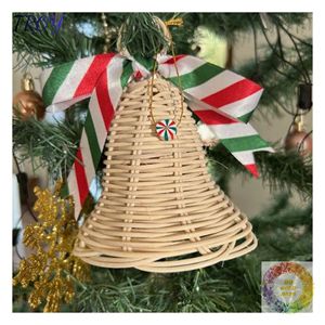 Adorno de Campana de Ratán Tejido a Mano, Decoración Colgante de Mimbre Natural para Árbol de Navidad, Hogar Festivo y Exhibiciones de Temporada - Product Image 4