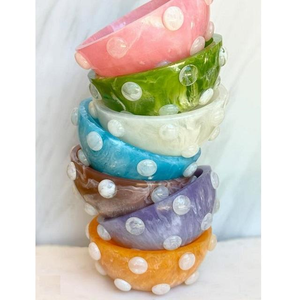 Latest Design Resin Salad Bowl Tableware Dining Table Resin Cutlery White Swirl Resin Fruit Bowl Kitchenware Salad Server Set - Product Image 2