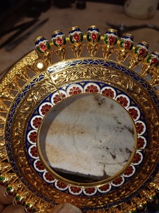 กำไลข้อมือทองคำแท้ 22K ประดับมีนาคารี งานฝีมือแบบดั้งเดิมของอินเดีย เครื่องประดับเจ้าสาวเคลือบลายดอกไม้ กำไลแต่งงานสำหรับเธอ - Product Image 2