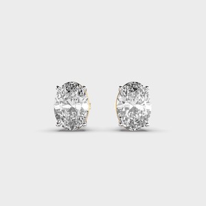 IGI Certified Lab Grown Oval Cut Diamond Stud <b>Earrings</b> 14K Yellow / White / Rose Gold Solitaire Oval Diamond <b>Earrings</b> - Product Image 6