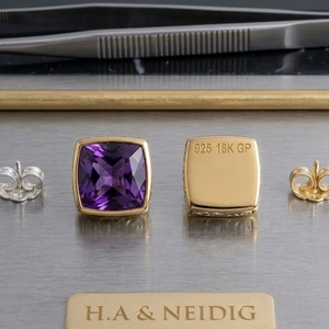 Blue <b>Amethyst</b> Cushion Cut CZ <b>Earrings</b> 10MM – 925 Sterling Silver 18K Gold Plated Classic Jewelry Everyday Wear - Product Image 2
