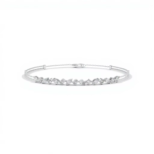 AFFORDABLE LAB GROWN 1.5CT MIX CUT DIAMOND RHODIUM PLATED LUXURY BRACELET SET 18KT <b>SOLID</b> WHITE <b>GOLD</b> WOMEN DAILY/OFFICE WEAR - Product Image 1