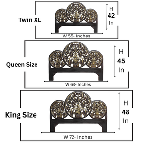Cabecero de Cama King Size Negro Hecho a Mano con Tallado en Madera, Acabado Dorado, Madera Sintética, Estilo Vintage, Decoración Boho para Dormitorio - Product Image 6