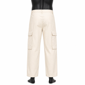Pantalones Cargo Personalizados para Hombre, de Algodón Twill, Pierna Ancha, Multibolsillos, Casuales, para Trabajo, Color Beige, Venta al Por Mayor, OEM - Product Image 2