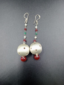 Vintage Gold Plated Brass Drop Earrings Imitation Pearl Red Green Beads Bowknot Shape Women's Wedding Fashion <b>Jewelry</b> - Product Image 4
