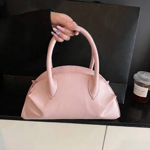 Pink Leather Look Women's Messenger <b>Bag</b> Semi Circle Shoulder Purse Top Handle Handbag for Daily Commute - Product Image 3