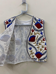 Nitin Exports Breathable Beaded Suzani Embroidered Cotton Vest Turkish Boho Floral V-neck Waistcoat Vintage <b>Jacket</b> Gift for Her - Product Image 3