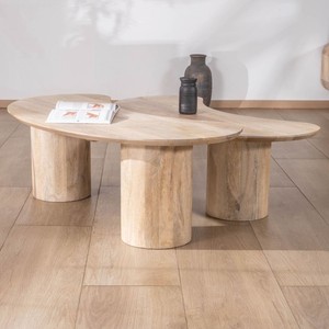 Mesas de centro de madera de mango con forma de frijol Vandana Golden Harmony, estilo Jappy - Product Image 3