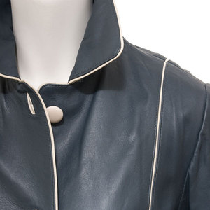 Custom Women's Genuine <b>Leather</b> <b>Blazer</b> Full Sleeve Turn-down Collar Single Breasted Autumn Winter Solid Color Cow Skin <b>Jacket</b> - Product Image 5