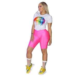 Smooth Cotton Blend Short Sleeve Comfortable Fit Trendy Daily Wear Lightweight <b>Tie</b> Dye Women Summer <b>Set</b> - Product Image 5