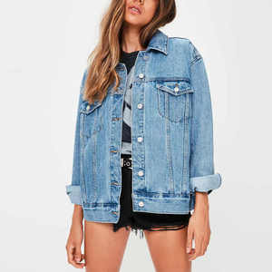Women <b>Cropped</b> <b>Denim</b> <b>Jacket</b> Streetwear Fashion Custom Logo Casual Blue Jean Coat For Trendy Daily Outfit - Product Image 1