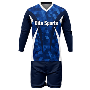 Ensemble de vêtements de volley-ball sublimé bleu et noir pour hommes, manches longues, en polyester, pour compétition d'équipe - Product Image 2