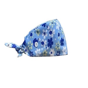 Bonnets chirurgicaux personnalisables avec rubans, doublure en satin, boutons pour cheveux longs, logo personnalisable, pour infirmières - Product Image 1