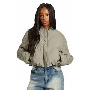 Veste bomber courte pour femme, best-seller, avec tissu tricoté respirant et imperméable, design épaules tombantes - Product Image 1