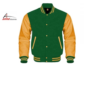 ขายส่งธรรมดาผู้ชายหรือผู้หญิงที่กำหนดเองสีดำเบสบอล Letterman ตัวแทนแจ็คเก็ตที่มีหนังแขน - Product Image 2