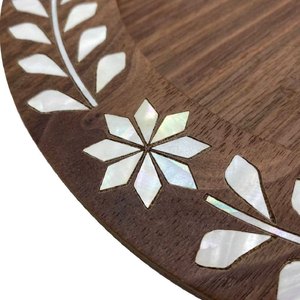 Tabla de servir de madera de acacia con nácar para Ramadán, tabla de cortar de madera de acacia en forma de arco, bandeja de comida para decoración islámica, venta al por mayor - Product Image 6