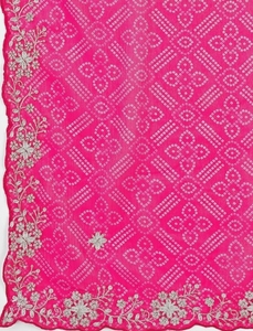 Sari Tradicional de Rayón Georgette con Estampado Bandhani para Fiestas, Reversible y Sin Arrugas - Product Image 4