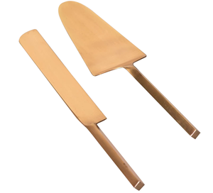 Spatule et couteau à gâteau classiques en cuivre antique, forgés à la main, avec motif de cérémonie de mariage, ensemble d'outils en métal - Product Image 3