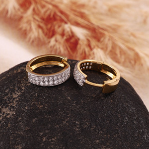 14K <b>solid</b> <b>Gold</b> Zircon Pave <b>Huggie</b> Hoop Earrings for Women Trendy Elegant Party Jewelry - Product Image 3