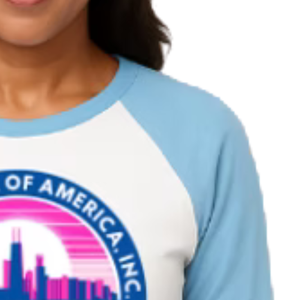 Women's White and Light Blue Baseball Shirt Casual Three Quarter Sleeve <b>Raglan</b> Tee Everyday Comfortable Lifestyle Clothing <b>Top</b> - Product Image 2
