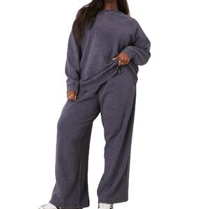 Conjunto Deportivo Informal de Sudadera y Pantalones Holgados para Mujer, Chándal de Forro Polar Cálido, Transpirable y Cómodo, Conjunto Deportivo de Dos Piezas para Mujer - Product Image 1