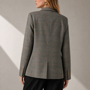 Wholesale <b>Clothes</b> Women's Single Button Notched Collar Full Sleeve Breathable Wool Polyester Woven Anti-Wrinkle Blazer - Product Image 3