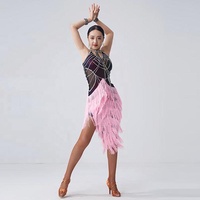 Robe de danse latine de compétition, Costumes, jupe de spectacle, strass, adultes, enfants, robe à franges, couleurs variées, L-2221
