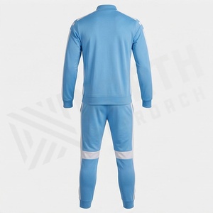 Survêtement bleu clair pour homme, design sportif à fermeture éclair intégrale, blocs de couleur, poches latérales, polyester respirant, idéal pour l'automne - Product Image 2