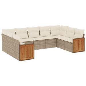 Garden <b>Sofa</b> <b>Set</b> Beige PE Rattan Cushioned Outdoor Furniture Contemporary Design - Product Image 2