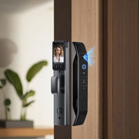 Kunci Pintu Pintar Pengenal Wajah 3D dengan Kamera Wifi Video Interkom Sidik Jari Digital Otomatis untuk Vila Mewah