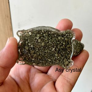 Natural Pyrite <b>Crystal</b> Turtle Feng Shui Wealth Luck Tortoise Resin Healing Stone <b>Animal</b> Carving Home Decor Reiki <b>Crystal</b> Gift - Product Image 3