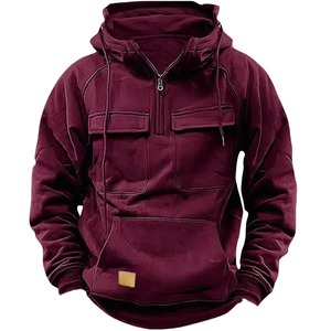 Sweat-shirt à capuche pour homme noir avec empiècements de poche bleu clair, coupe classique, décontracté, pour l'automne, 100 % polyester French Terry 2027 - Product Image 1