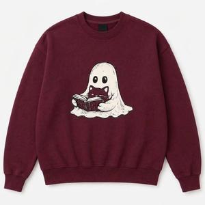 Halloween Ghost <b>Cat</b> Eco-Friendly Breathable Heat Transfer Plastisol DTF Print <b>Sweatshirt</b> Custom Women Hoodie Crew Neck Autumn - Product Image 6