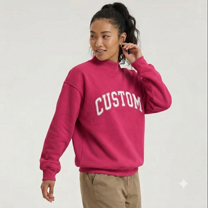 Sudadera de forro polar para mujer, cuello simulado, corte holgado, hombros caídos, estilo casual, manga larga - Product Image 1