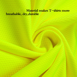 T-shirts haute visibilité pour hommes fabriqués en usine, écologiques, confortables, à séchage rapide, durables, avec bande réfléchissante verte - Product Image 6