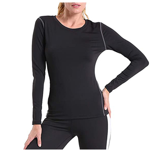 <b>Women's</b> Premium Solid Skinny <b>Compression</b> Training Shirt High Stretch Breathable Athletic Running Fitness Workout Gym Sportswear - Product Image 2