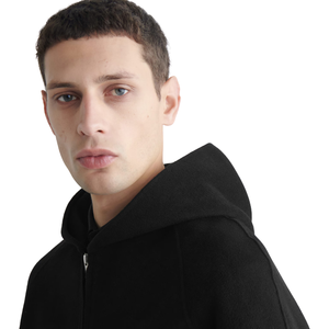 Custom <b>Black</b> Full Zip Hoodie Men Heavyweight Fleece Hooded <b>Sweatshirt</b> Relaxed Fit OEM ODM Private Label Wholesale - Product Image 3