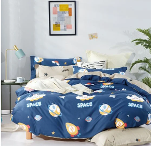 Manta de franela de microfibra respetuosa con la piel, Sábana estampada de 4 piezas de verano, funda de almohada, tejido suave, estilo americano antibacterias - Product Image 6