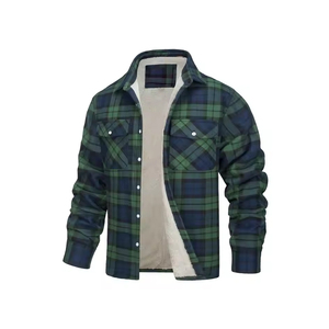 Veste en flanelle à carreaux pour homme, manches longues, col montant, douce, chaude, confortable, élégante, boutonnée, pour l'extérieur, le bureau, tous les jours - Product Image 3